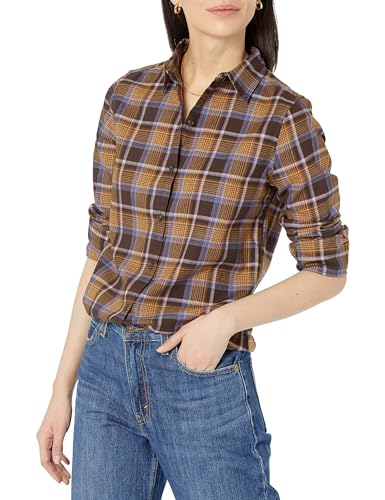 Amazon Essentials Damen Regular-Fit Leichtes Kariertes Langarm-Flanellhemd, Espresso Tartan Plaid, S Amazon Essentials Damen Regular-Fit Leichtes Kariertes Langarm-Flanellhemd, Espresso Tartan Plaid, S von Amazon Essentials