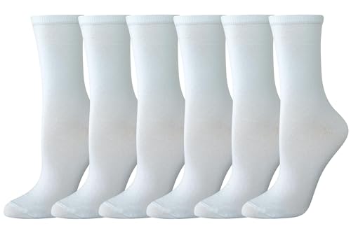 Amazon Essentials Damen Legere Crew Socken, 6 Paar, Weiß, 38.5-43 von Amazon Essentials