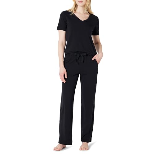 Amazon Essentials Damen Nachtwäsche-Set Aus Kurzärmligem T-Shirt Und Hose Aus Weichem Baumwollmix, Schwarz, L Amazon Essentials Damen Nachtwäsche-Set Aus Kurzärmligem T-Shirt Und Hose Aus Weichem Baumwollmix, Schwarz, L von Amazon Essentials