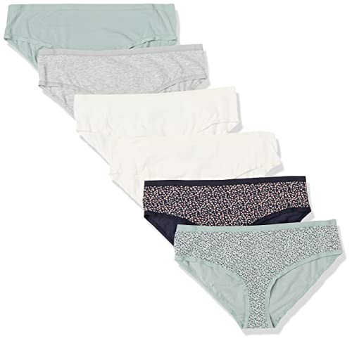 Amazon Essentials Damen Hipster-Unterwäsche Baumwolle (Erhältlich in Übergröße), 6er-Pack, Heide/Mehrfarbig/Streublumen/Tiermuster, 6XL Große Größen von Amazon Essentials