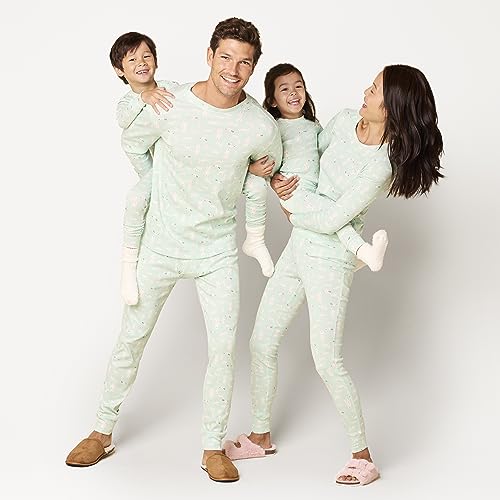 Amazon Essentials Damen Pyjamaset aus Baumwolle, Gute Passform (Erhältlich in Übergröße), Minzgrün Waldtiere, 6XL Große Größen von Amazon Essentials