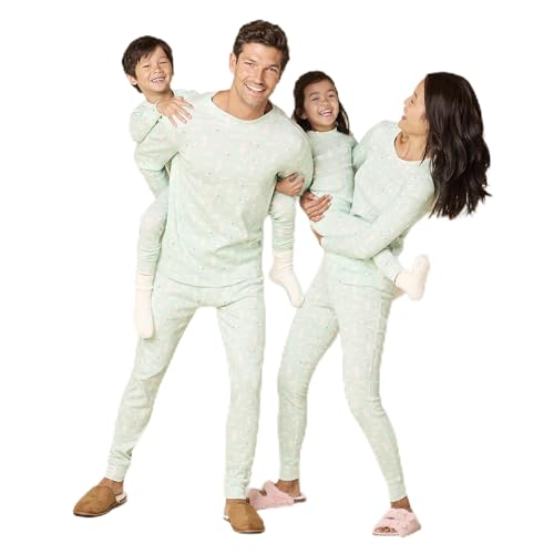 Amazon Essentials Damen Pyjamaset aus Baumwolle, Gute Passform (Erhältlich in Übergröße), Minzgrün Waldtiere, XL von Amazon Essentials