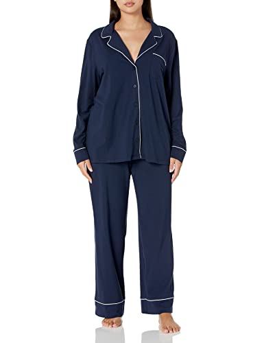 Amazon Essentials Damen Schlafanzug-Set Baumwollmodal Langärmliges Hemd Und Lange Hose (Erhältlich In Übergröße), Marineblau, S von Amazon Essentials