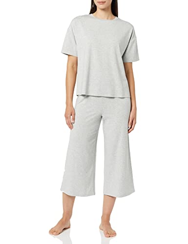 Amazon Essentials Damen Schlafanzug aus Strickjersey (in Übergröße erhältlich), Grau Meliert, XXS von Amazon Essentials