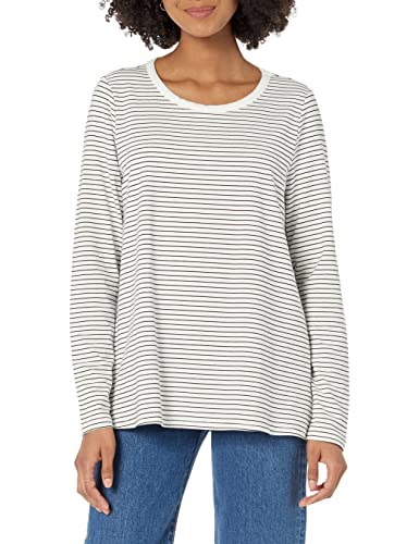 Amazon Essentials Damen Still-T-Shirt, Schwarz Weiß Thin Stripe, M von Amazon Essentials