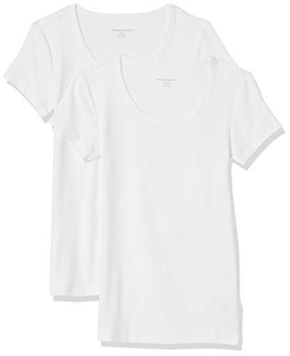 Amazon Essentials Damen T-Shirt mit Flügelärmeln und U-Ausschnitt in schmaler Passform, 2er-Pack, Weiß, XXL von Amazon Essentials