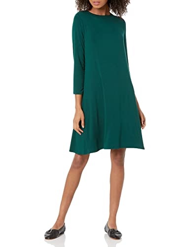 Amazon Essentials Damen Kleid Mit U-Boot-Ausschnitt Und 3/4-Ärmeln (Erhältlich In Übergröße), Jadegrün, XXL Große Größen von Amazon Essentials