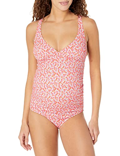 Amazon Essentials Damen Umstands-Badeanzug mit V-Ausschnitt, Blasser Pfirsich Mikrofloral, 44 von Amazon Essentials