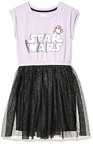 Amazon Essentials Disney | Marvel | Star Wars Mädchen Tutu-Strickkleider mit kurzen Ärmeln-Auslauffarben, Purpur Schwarz Star Wars Logo, 8 Jahre von Amazon Essentials