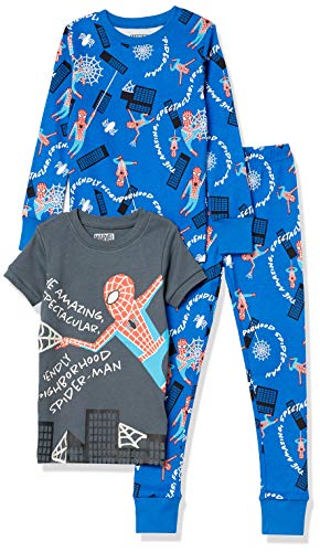 Amazon Essentials Disney | Marvel | Star Wars Jungen Pyjama-Set (Früher Spotted Zebra), 2er-Pack, Blau/Grau/Marvel Spider-man, 9 Jahre von Amazon Essentials
