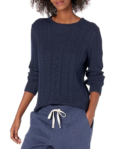 Amazon Essentials Damen Zopfstrick-Pullover Mit Langen Ärmeln Und Rundhalsausschnitt (Erhältlich In Übergröße), Marineblau, 6XL Große Größen von Amazon Essentials