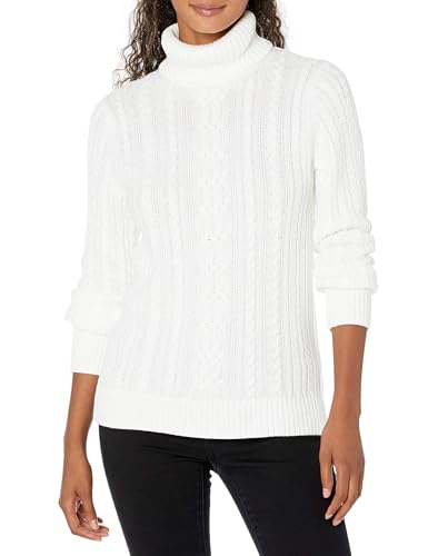 Amazon Essentials Damen Leichter Rollkragenpullover Mit Zopfmuster (Erhältlich In Übergröße), Weiß, 4XL Große Größen von Amazon Essentials