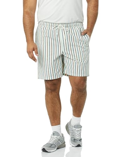 Amazon Essentials Herren Walkshort mit Kordelzug (in Übergröße erhältlich), Grün Rosa Vertikale Streifen, S von Amazon Essentials