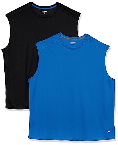 Amazon Essentials Herren Active Performance Muskel-Tanktop aus Tech-Stretch, 2er-Pack, Königsblau/Schwarz, XXL Große Größen von Amazon Essentials