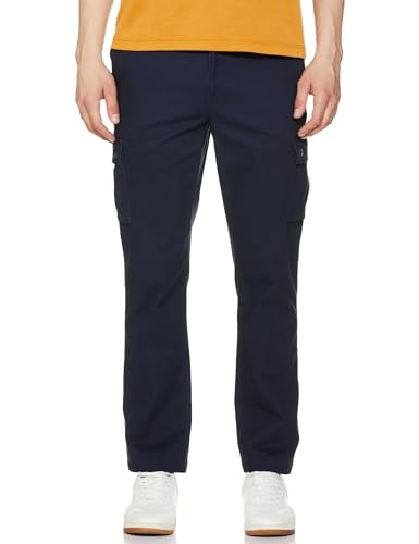 Amazon Essentials Herren Gerade geschnittene Stretch-Cargohose (erhältlich in Big & Tall), Marineblau, 28W / 28L von Amazon Essentials