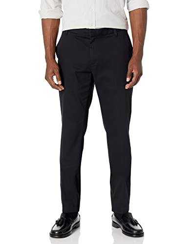 Amazon Essentials Herren Faltenresistente Stretch-Chinohose mit schmaler Passform und flacher Vorderseite, Schwarz, 31W / 34L von Amazon Essentials