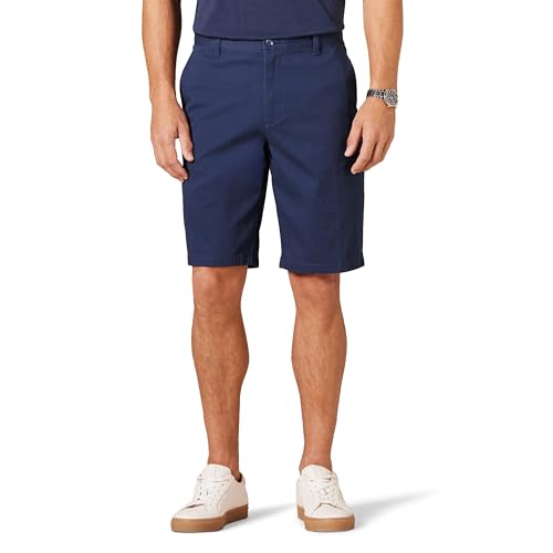 Amazon Essentials Herren Flatfront-Chinoshorts, Komfortabler Stretch, 28 cm Schrittlänge, Schmale Passform, Marineblau, 40W von Amazon Essentials