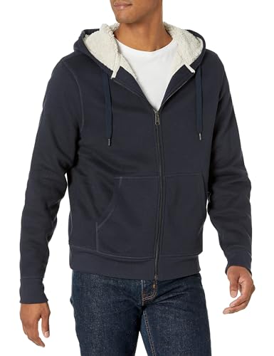 Amazon Essentials Herren Hoodie mit Sherpa-Futter und durchgehendem Reißverschluss, Marineblau, S von Amazon Essentials