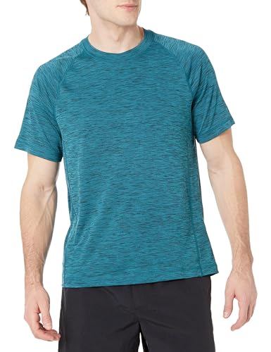 Amazon Essentials Herren Kurzärmeliges, Schnell Trocknendes Bade-T-Shirt, Dunkelgrünblau, XS von Amazon Essentials