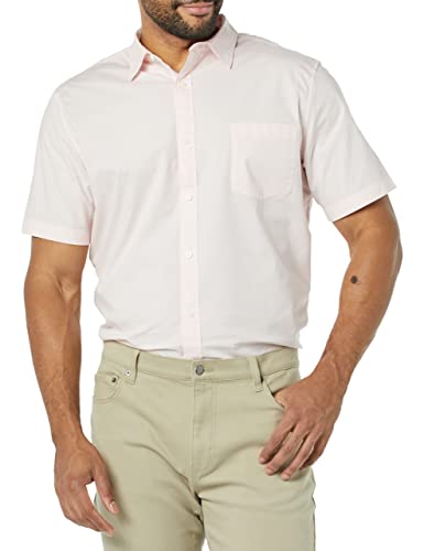 Amazon Essentials Herren Kurzärmeliges Hemd aus Popeline, Schmale Passform, Rosa, XL von Amazon Essentials