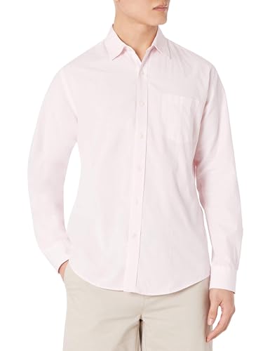 Amazon Essentials Herren Lässiges langärmeliges Popeline-Hemd Normale Passform, Rosa, XL von Amazon Essentials