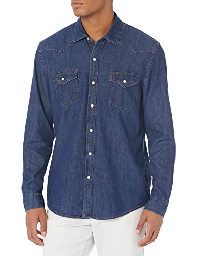 Amazon Essentials Herren Langärmeliges Jeanshemd, Normale Passform, Blau, M von Amazon Essentials