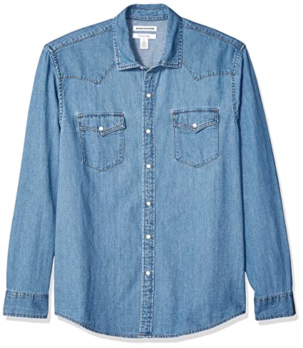 Amazon Essentials Herren Langärmeliges Jeanshemd, Normale Passform, Hellblau, M von Amazon Essentials