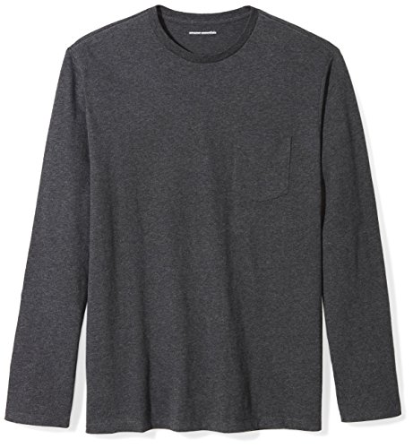 Amazon Essentials Herren Langärmeliges T-Shirt, Normale Passform, Kohlegrau Meliert, XXL von Amazon Essentials