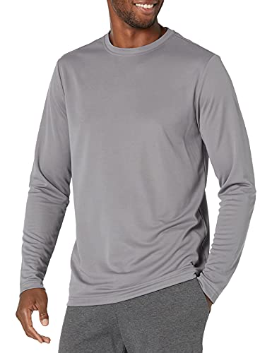 Amazon Essentials Herren Langärmeliges Tech-Funktions-T-Shirt, Mittelgrau, 5XL Große Größen von Amazon Essentials