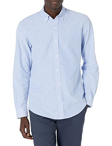 Amazon Essentials Herren Langärmliges Hemd aus Stretch-Oxford in normaler Passform (erhältlich in Big & Tall), Puderblau, XS von Amazon Essentials