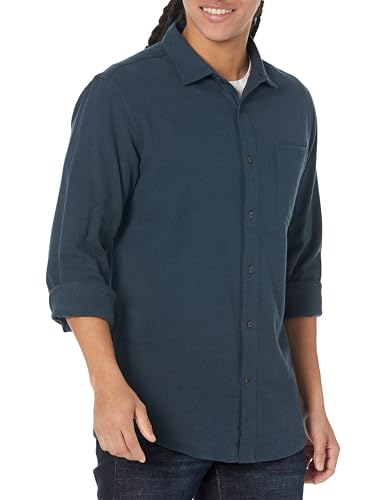 Amazon Essentials Herren Langarmhemd aus Flanell (in Übergröße erhältlich), Verwaschenes Marineblau, XXL von Amazon Essentials