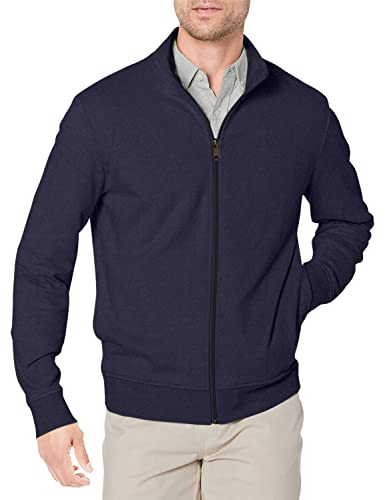 Amazon Essentials Herren Leichtes French-Terry-Sweatshirt mit durchgehendem Reißverschluss, Dunkles Marineblau, L von Amazon Essentials