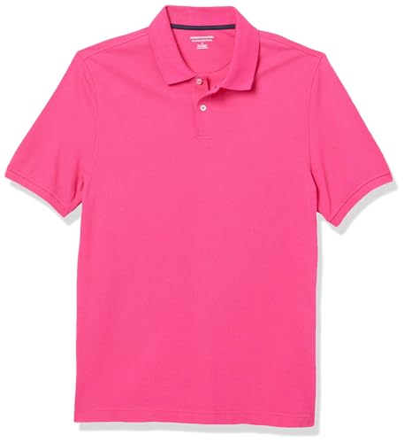 Amazon Essentials Herren Piqué-Poloshirt aus Baumwolle, Schmale Passform, Intensive Rosa, M von Amazon Essentials