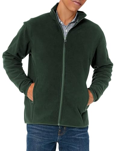 Amazon Essentials Herren Fleecejacke mit durchgehendem Reißverschluss (in Big und Tall erhältlich), Tannengrün, XL von Amazon Essentials