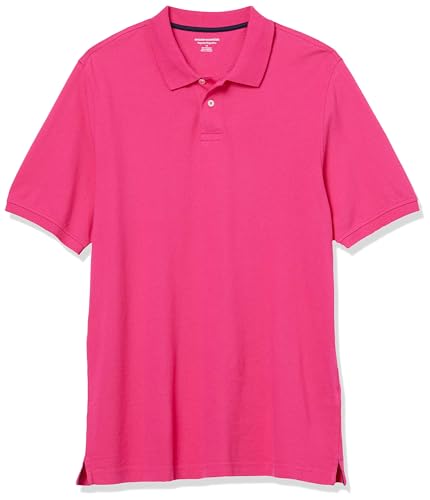 Amazon Essentials Herren Polohemd mit normaler Passform aus Baumwollpiqué (erhältlich in Big & Tall), Intensive Rosa, L von Amazon Essentials