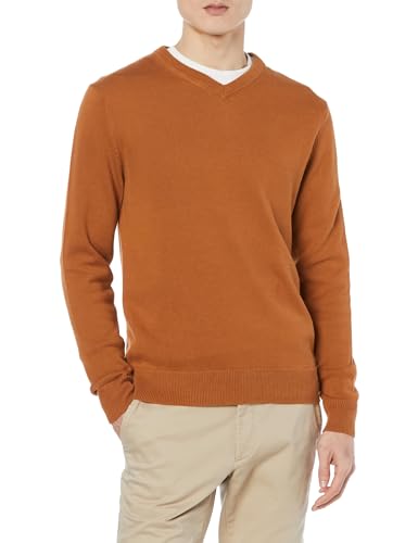 Amazon Essentials Herren Pullover mit V-Ausschnitt (in Übergröße erhältlich), Rostfarben, XXL von Amazon Essentials