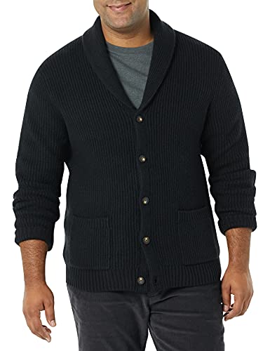 Amazon Essentials Herren Strickjacke mit Schalkragen und Langen Ärmeln, Schwarz, XL von Amazon Essentials