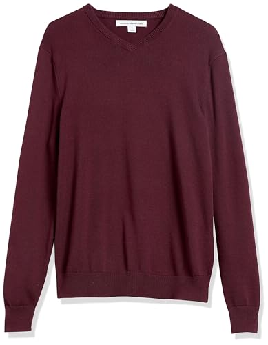 Amazon Essentials Herren Pullover mit V-Ausschnitt (in Übergröße erhältlich), Burgunderrot, M von Amazon Essentials