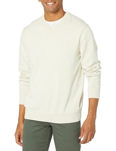 Amazon Essentials Herren Pullover mit V-Ausschnitt (in Übergröße erhältlich), Haferbeige Meliert, XL von Amazon Essentials