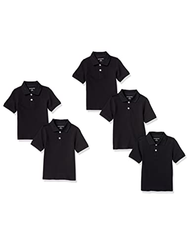 Amazon Essentials Jungen Kurzärmelige Piqué-Poloshirts, Uniform, 5er-Pack, Schwarz, 2 Jahre von Amazon Essentials
