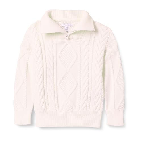 Amazon Essentials Jungen Zopfstrickpullover mit Viertel-Reißverschluss und lockerer Passform, Eierschalenweiß, 8 Jahre Amazon Essentials Jungen Zopfstrickpullover mit Viertel-Reißverschluss und lockerer Passform, Eierschalenweiß, 8 Jahre von Amazon Essentials