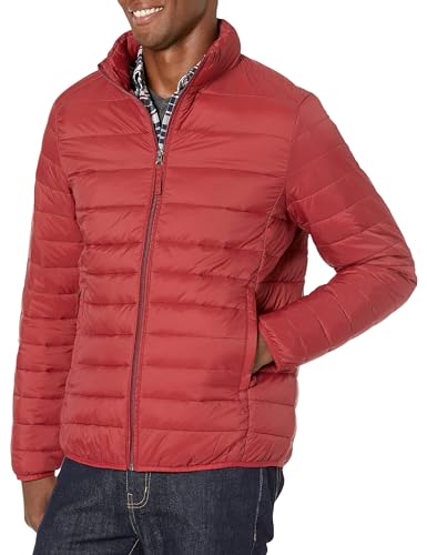 Amazon Essentials Herren Verstaubare, Leichte, Wasserabweisende Pufferjacke (Erhältlich In Big & Tall), Ziegelrot, XL von Amazon Essentials