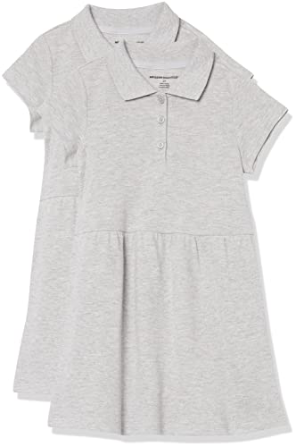 Amazon Essentials Mädchen Kurzärmeliges Piqué-Polo-Uniform-Kleid, 2er-Pack, Grau Meliert, 5 Jahre von Amazon Essentials