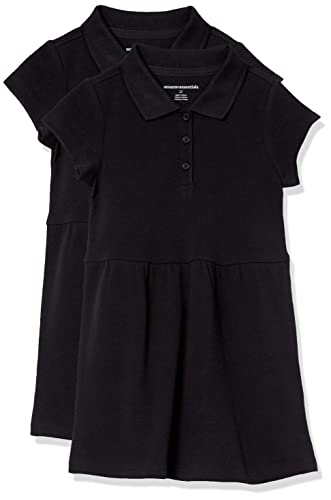 Amazon Essentials Mädchen Kurzärmeliges Piqué-Polo-Uniform-Kleid, 2er-Pack, Schwarz, 2 Jahre von Amazon Essentials