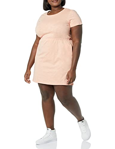 Amazon Essentials Damen Kurzärmeliges Minikleid aus Baumwolljersey mit elastischer Taille, Korallenrosa, M von Amazon Essentials