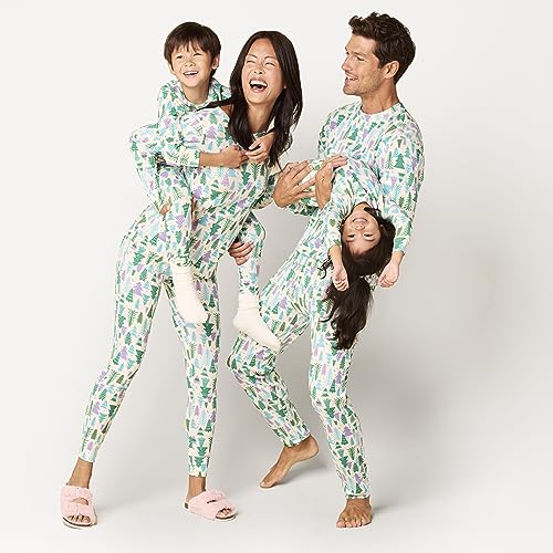 Amazon Essentials Damen Pyjamaset aus Baumwolle, Gute Passform (Erhältlich in Übergröße), Ecru Weihnachtsbaum, 4XL Große Größen von Amazon Essentials