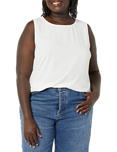 Amazon Essentials Damen Ärmelloses Tanktop für Lagen-Look mit Rundhalsausschnitt und normaler Passform, Elfenbein, M von Amazon Essentials