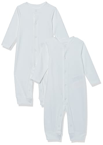 Amazon Essentials Unisex Baby Fußloser Overall aus Bio-Baumwolle (zuvor Amazon Aware), 2er-Pack, Elfenbein, 0-3 Monate von Amazon Essentials