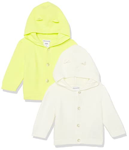 Amazon Essentials Unisex Baby Kapuzenpullover, 2er-Pack, Elfenbein/Zitronengelb, 24 Monate von Amazon Essentials