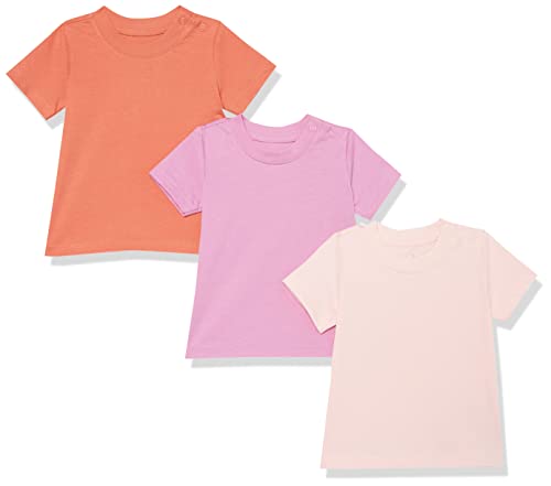 Amazon Essentials Unisex Baby Kurzärmliges T-Shirt aus Bio-Baumwolle (zuvor Amazon Aware), 3er-Pack, Rosa, 0-3 Monate von Amazon Essentials